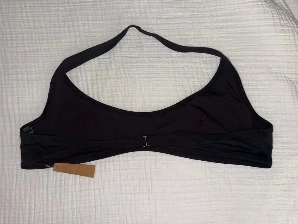 SKIMS Recycled Swim Halter Scoop Bikini Top Onyx Black 4X NWT